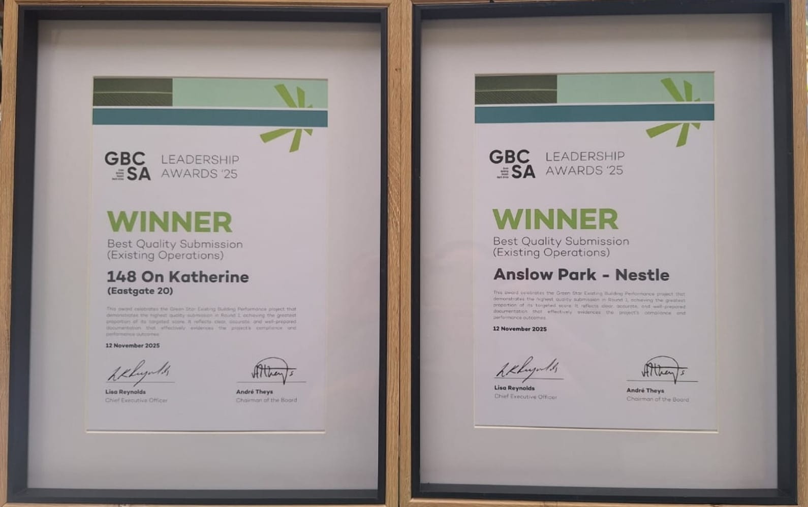 GBCSA 2025 Awards Plaques